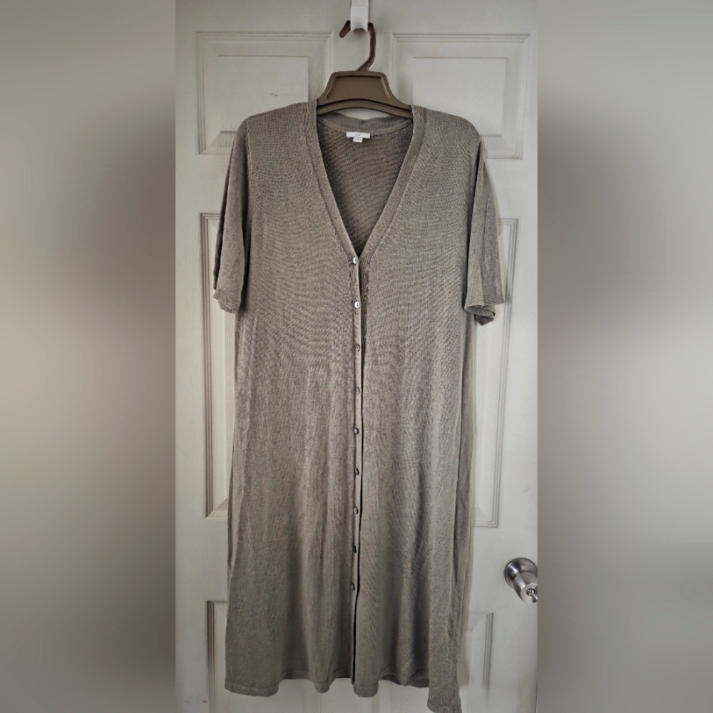 J.Jill Sage Green Button-Up Cardigan Dress XL